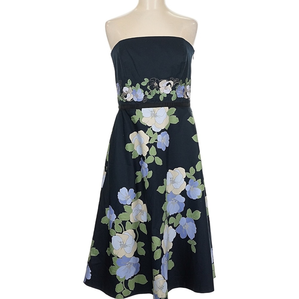 Ann Taylor Loft Petites Floral Strapless Dress w Floral Embroidery
